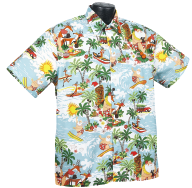 Surfing Santa Christmas Hawaiian shirt- Made in USA- Cotton